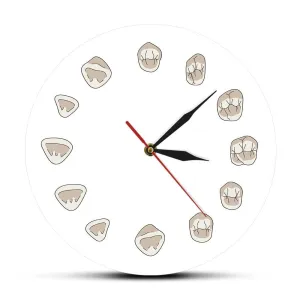 12 Tooth Modern Clinic Wall Clock Hygienist Silent Wall Watch Medical Dental