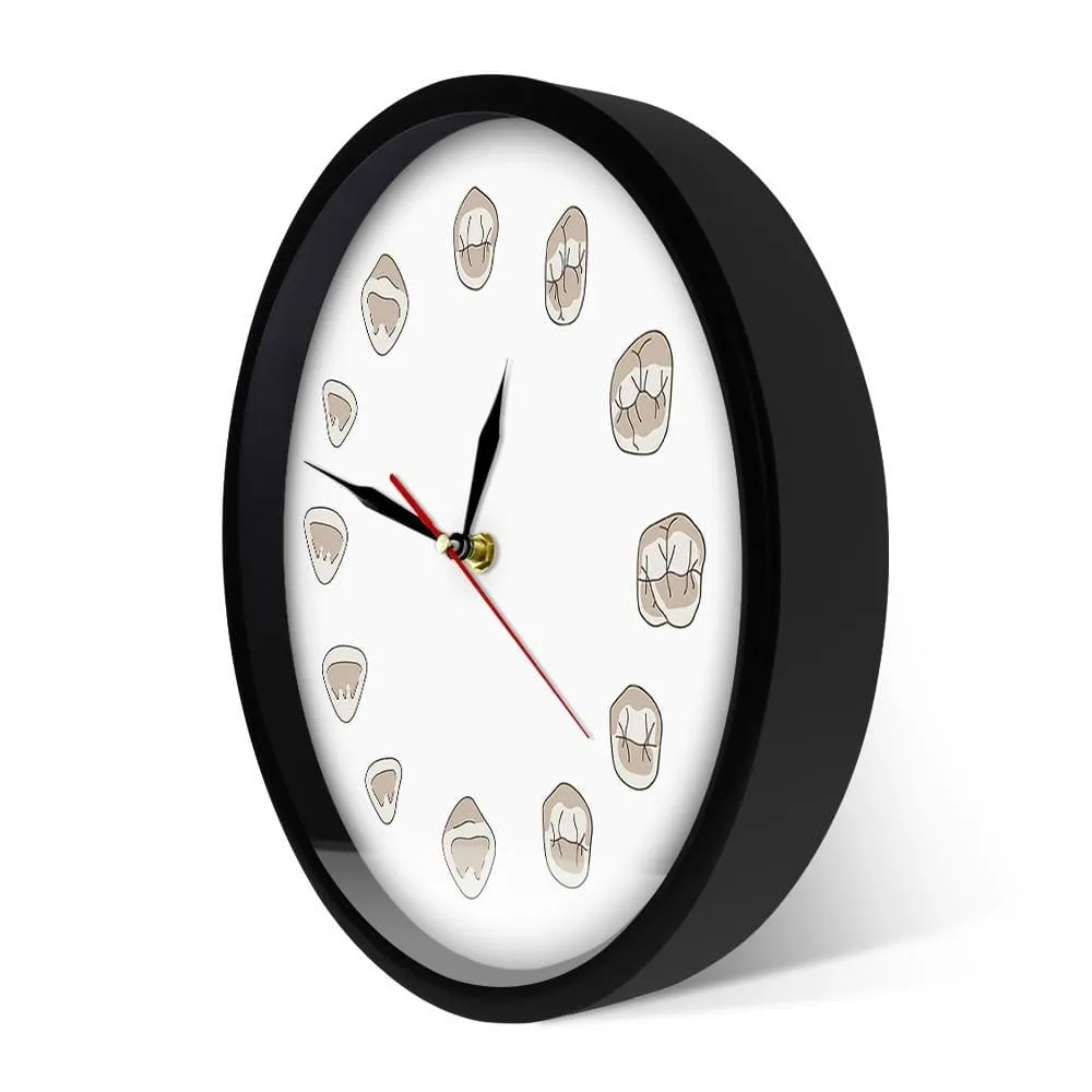 12 Tooth Modern Clinic Wall Clock Hygienist Silent Wall Watch Medical Dental
