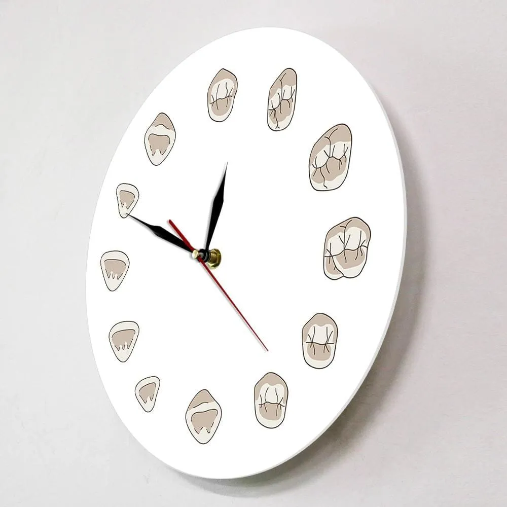 12 Tooth Modern Clinic Wall Clock Hygienist Silent Wall Watch Medical Dental