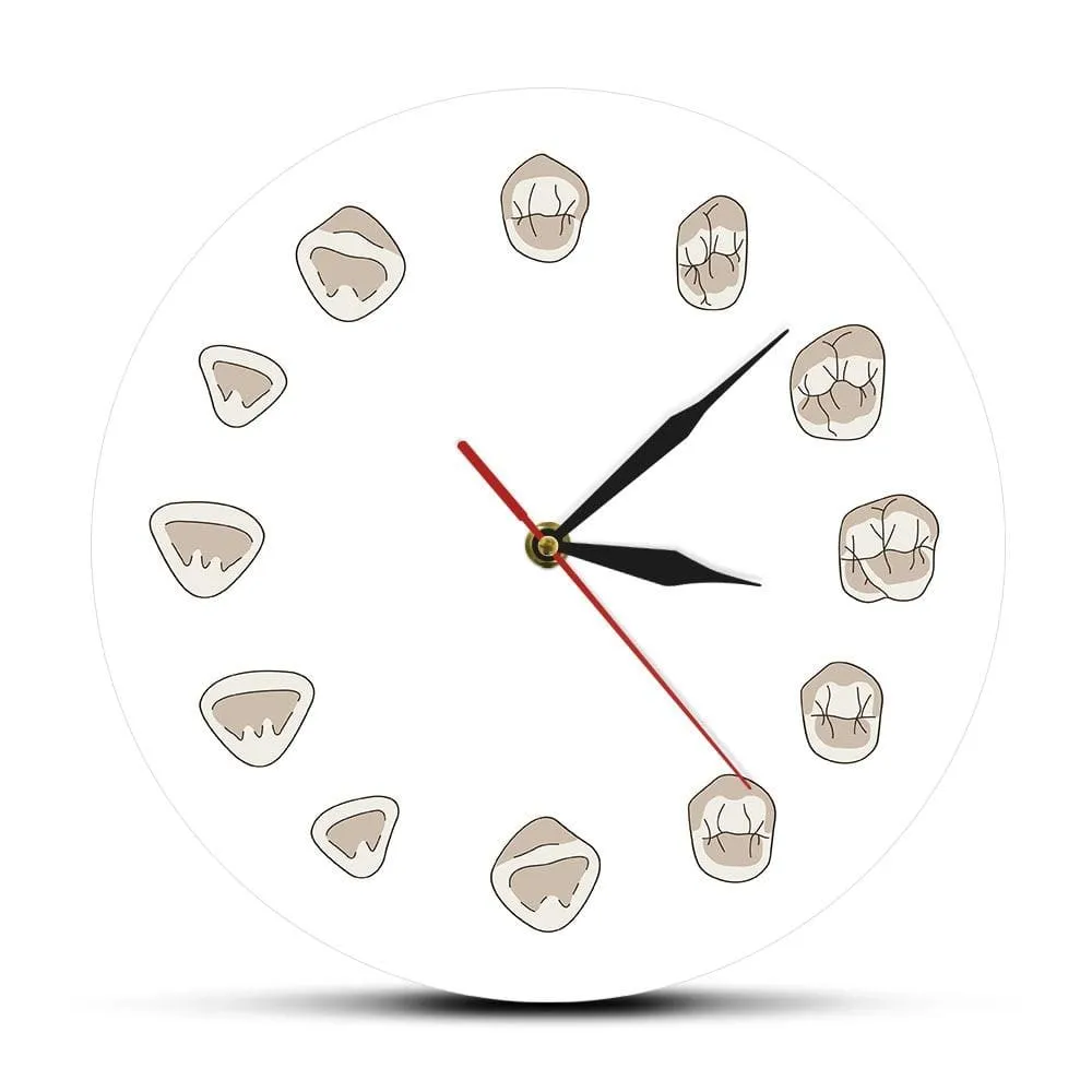12 Tooth Modern Clinic Wall Clock Hygienist Silent Wall Watch Medical Dental