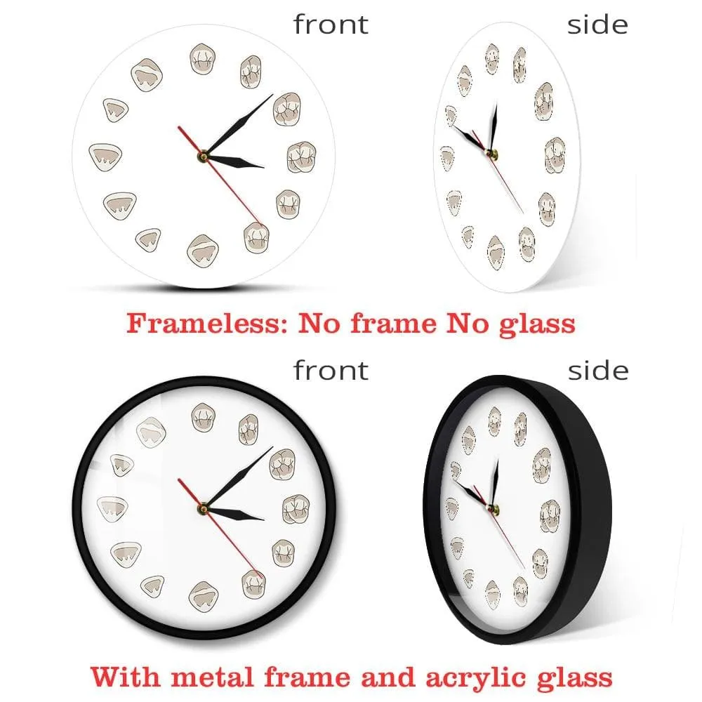 12 Tooth Modern Clinic Wall Clock Hygienist Silent Wall Watch Medical Dental