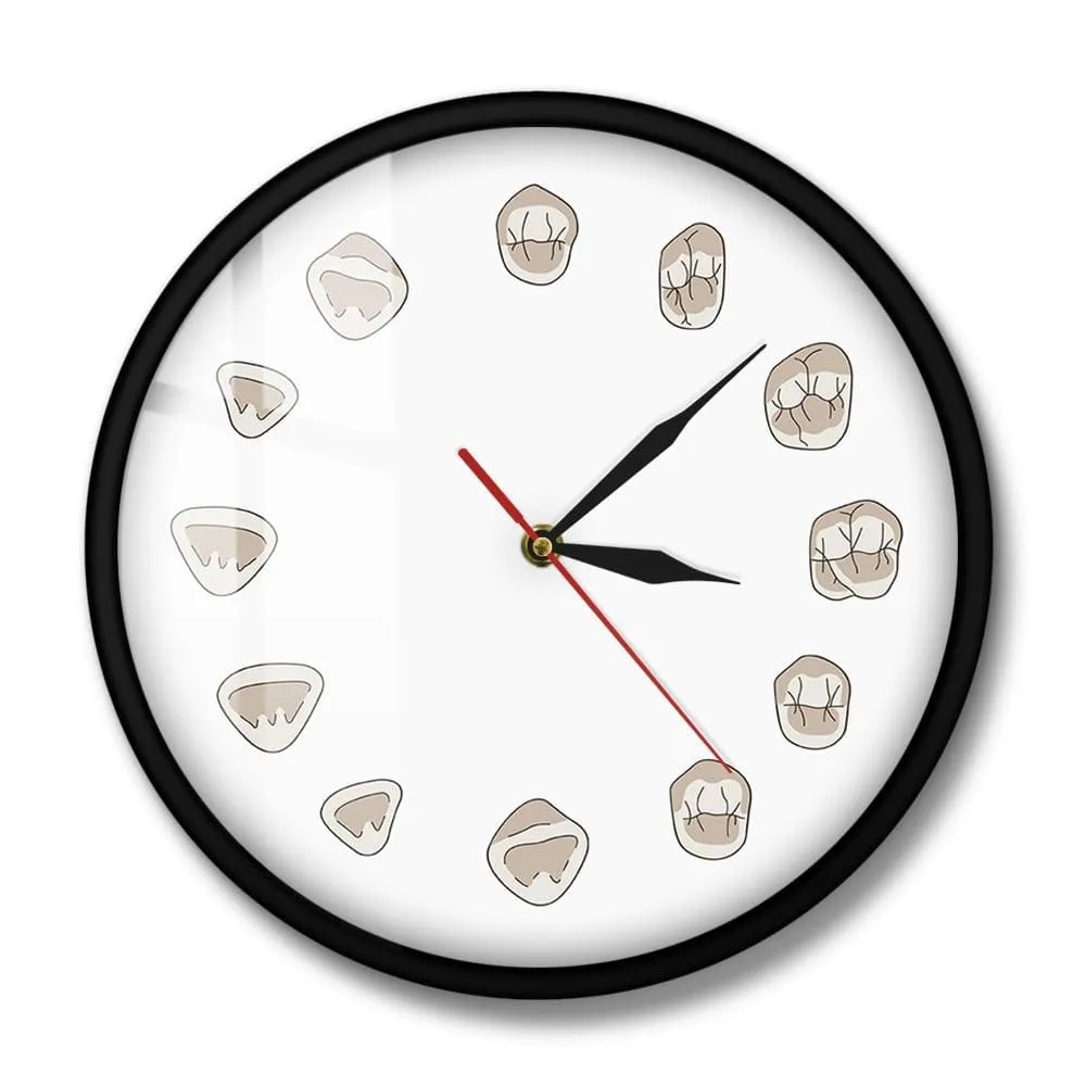 12 Tooth Modern Clinic Wall Clock Hygienist Silent Wall Watch Medical Dental