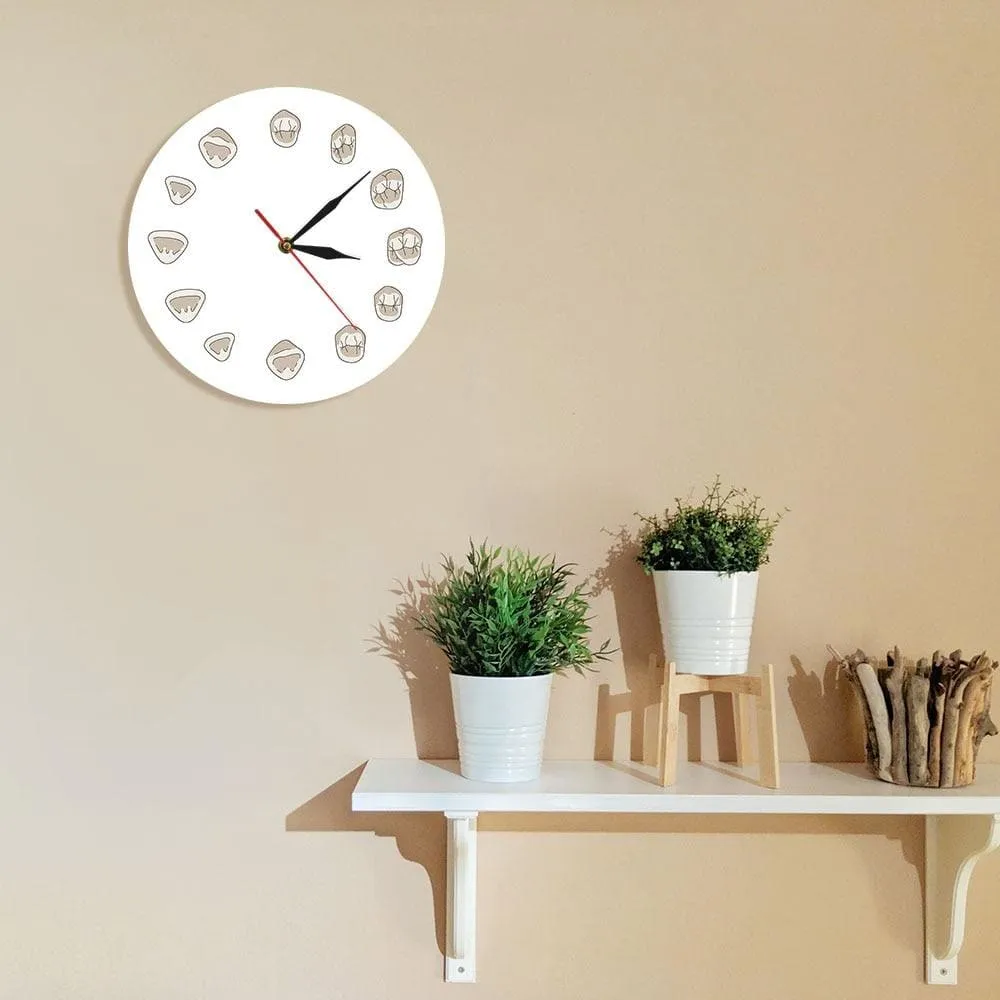 12 Tooth Modern Clinic Wall Clock Hygienist Silent Wall Watch Medical Dental