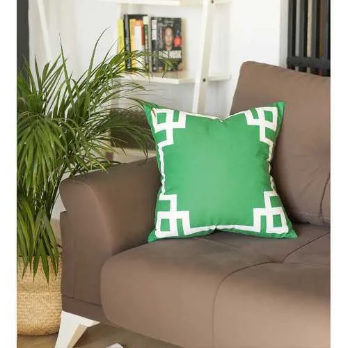 18"x18"Green and White Geometric Decorative Throw Pillow Cover