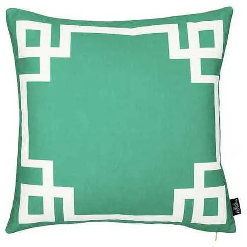 18"x18"Green and White Geometric Decorative Throw Pillow Cover