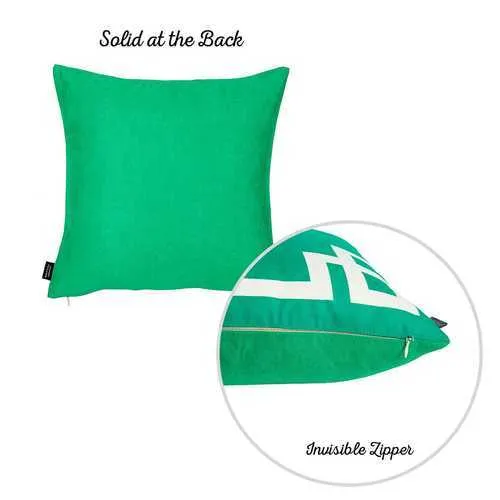 18"x18"Green and White Geometric Decorative Throw Pillow Cover
