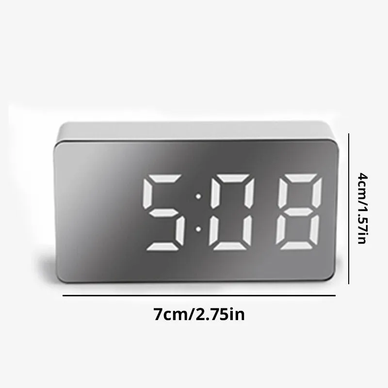 1pcs Green Led Mirror Table Clock Digital Alarm Snooze Display Time Night Light Desktop Usb Alarm Clock Home Decor