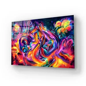 Abstract Colorful Canvas Texture Glass Wall Art