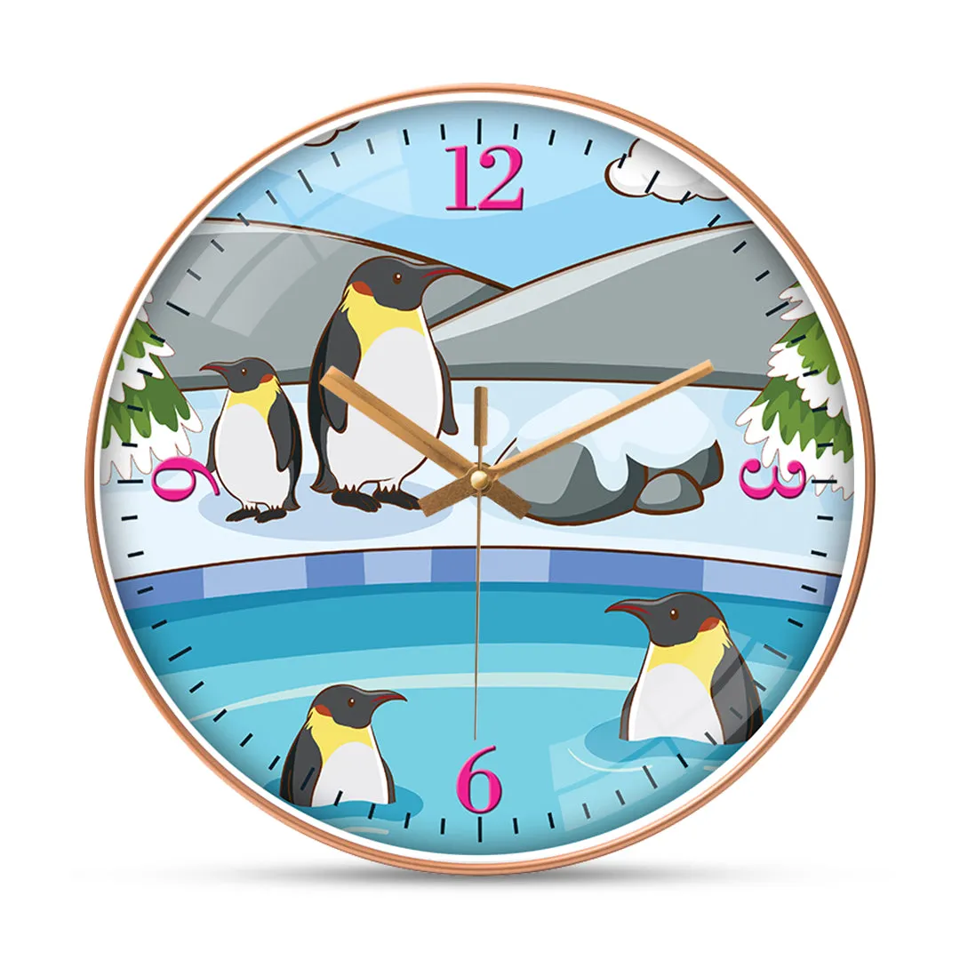 Bathing penguin wall clock