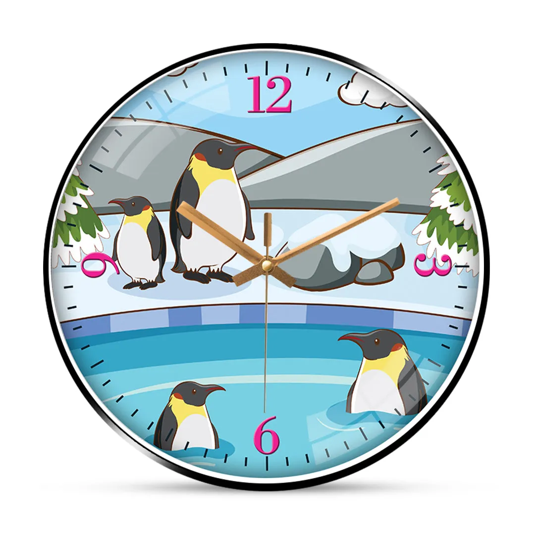 Bathing penguin wall clock