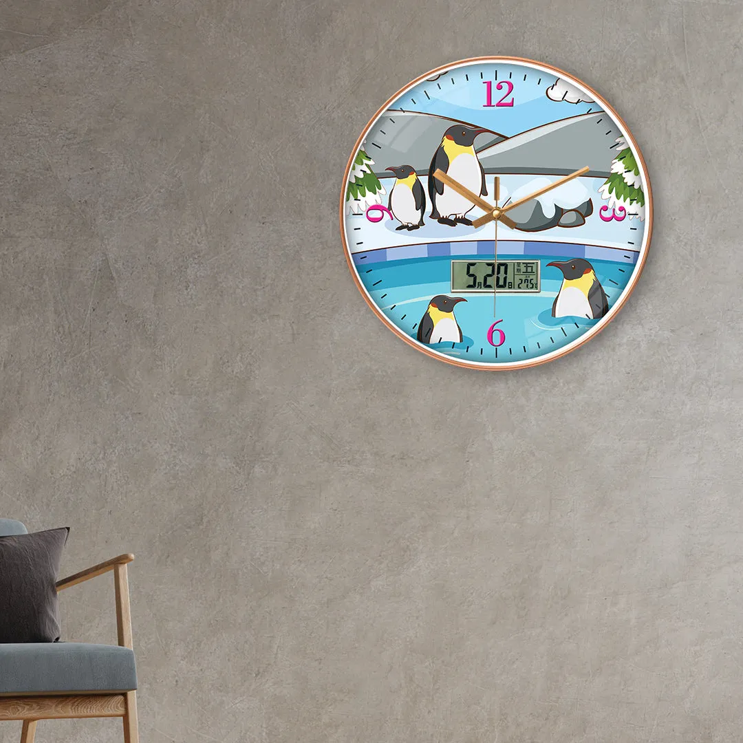 Bathing penguin wall clock