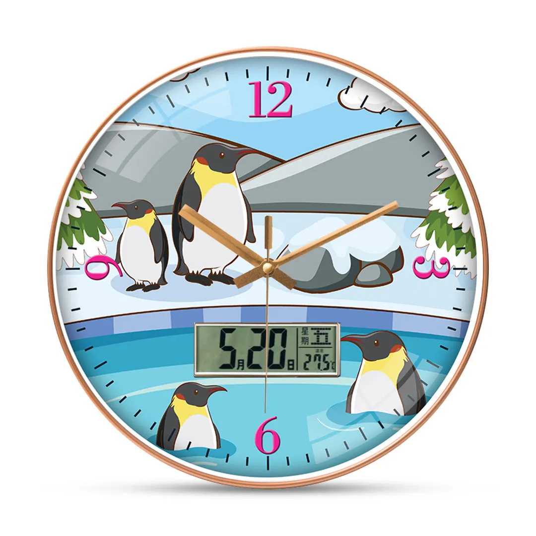 Bathing penguin wall clock