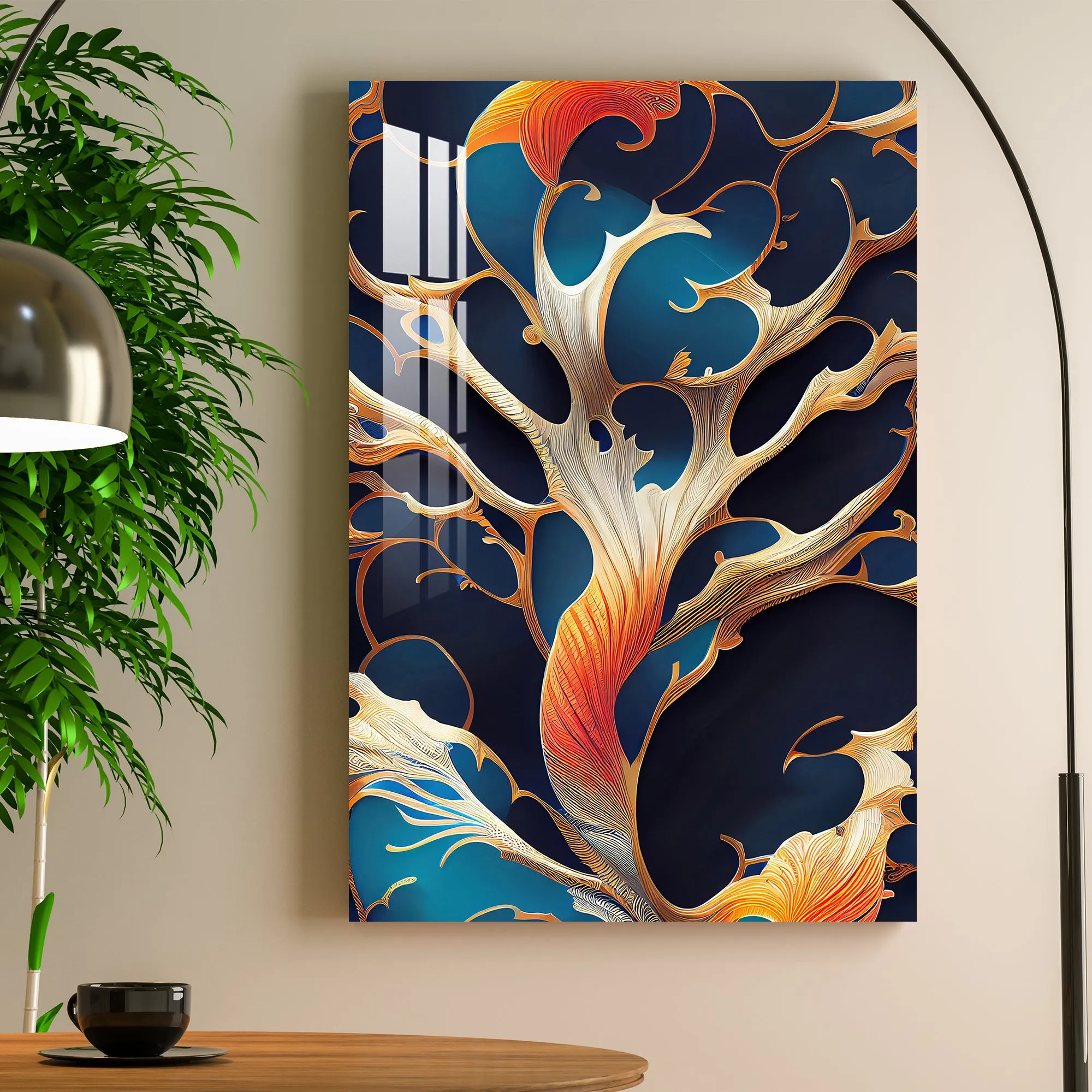Blue & Golden Splash Acrylic Wall Art