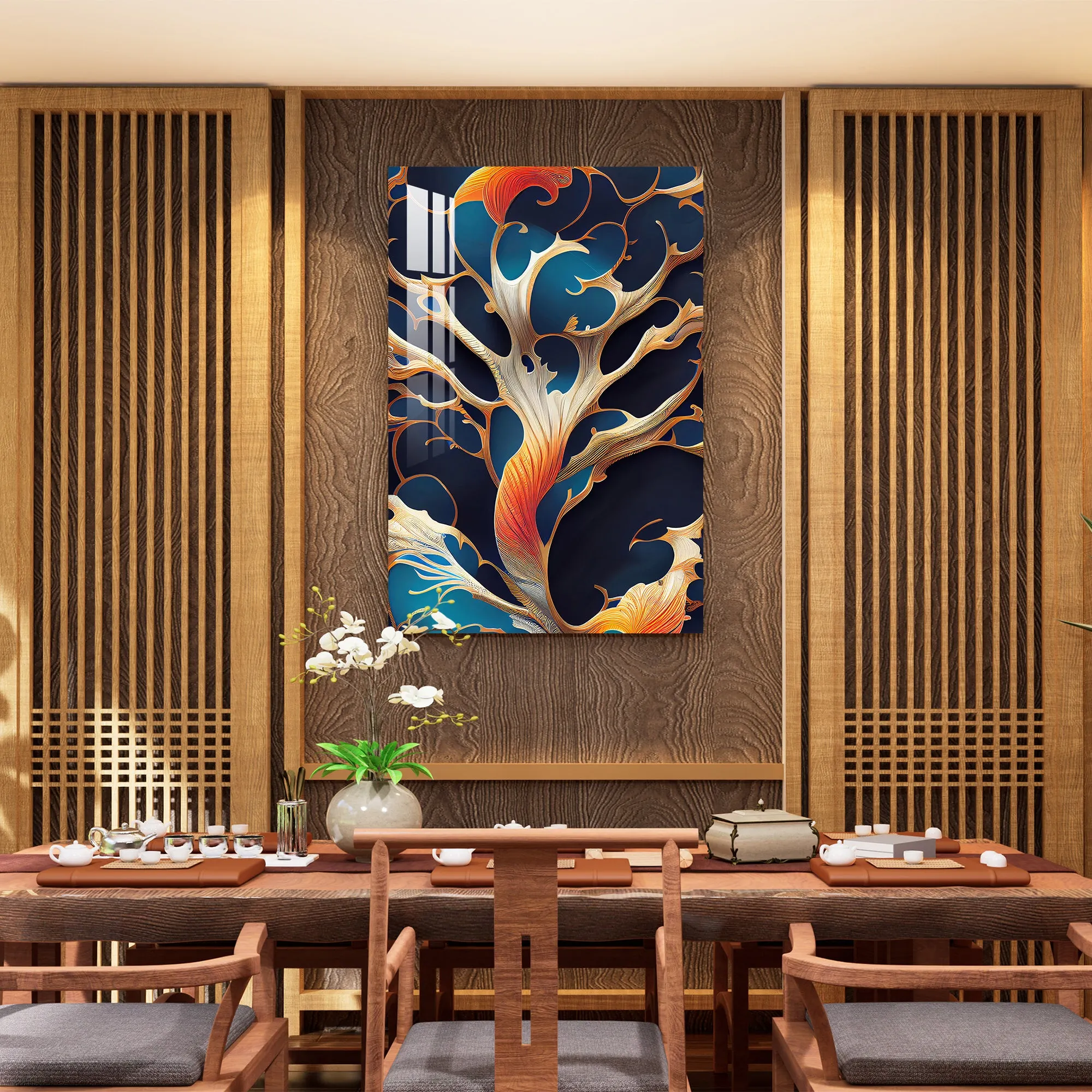 Blue & Golden Splash Acrylic Wall Art