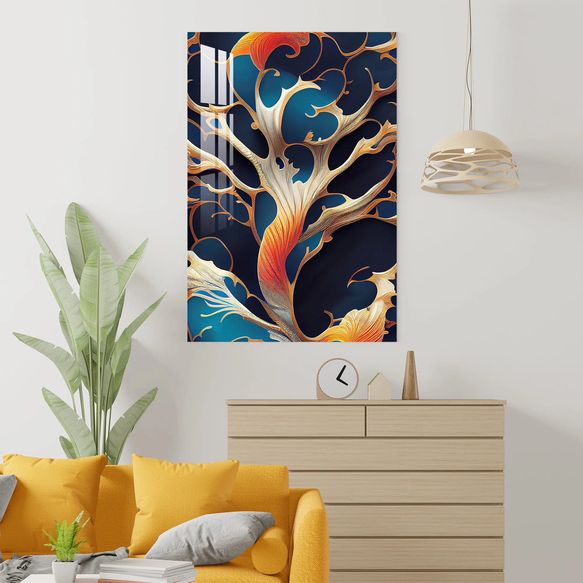 Blue & Golden Splash Acrylic Wall Art