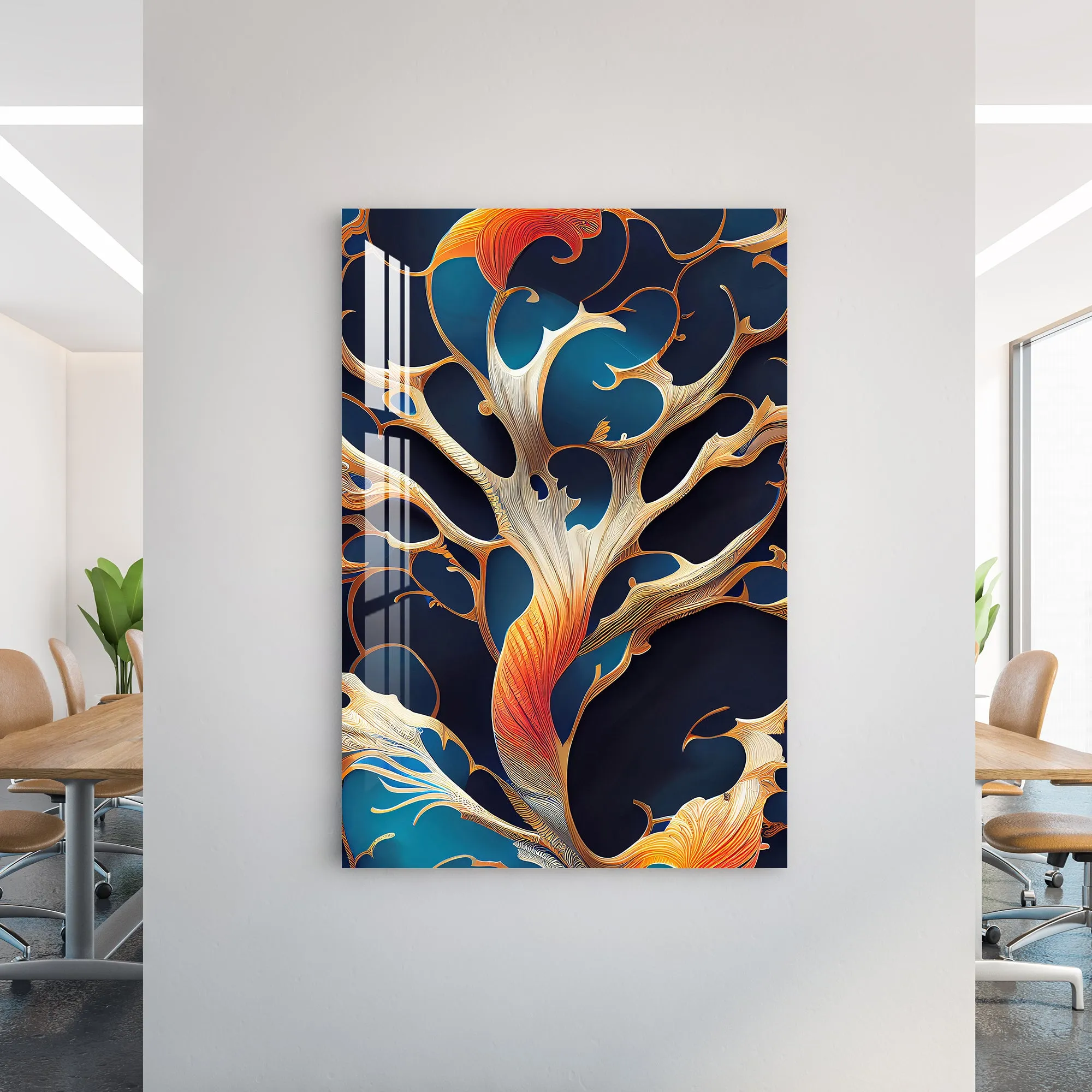 Blue & Golden Splash Acrylic Wall Art