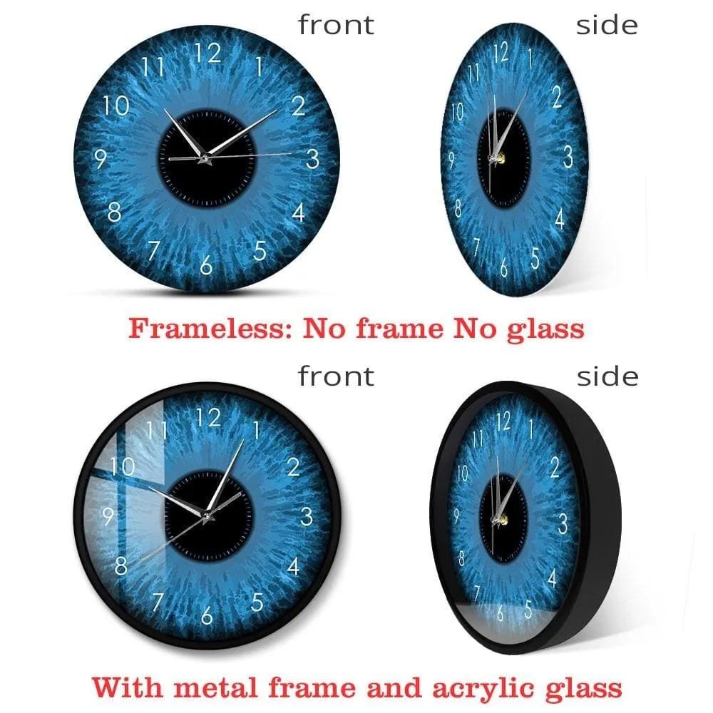 Blue Eyes Iris Opticianry Wall Clock Weird Macro Reptilian Eyeballs Eye Designed