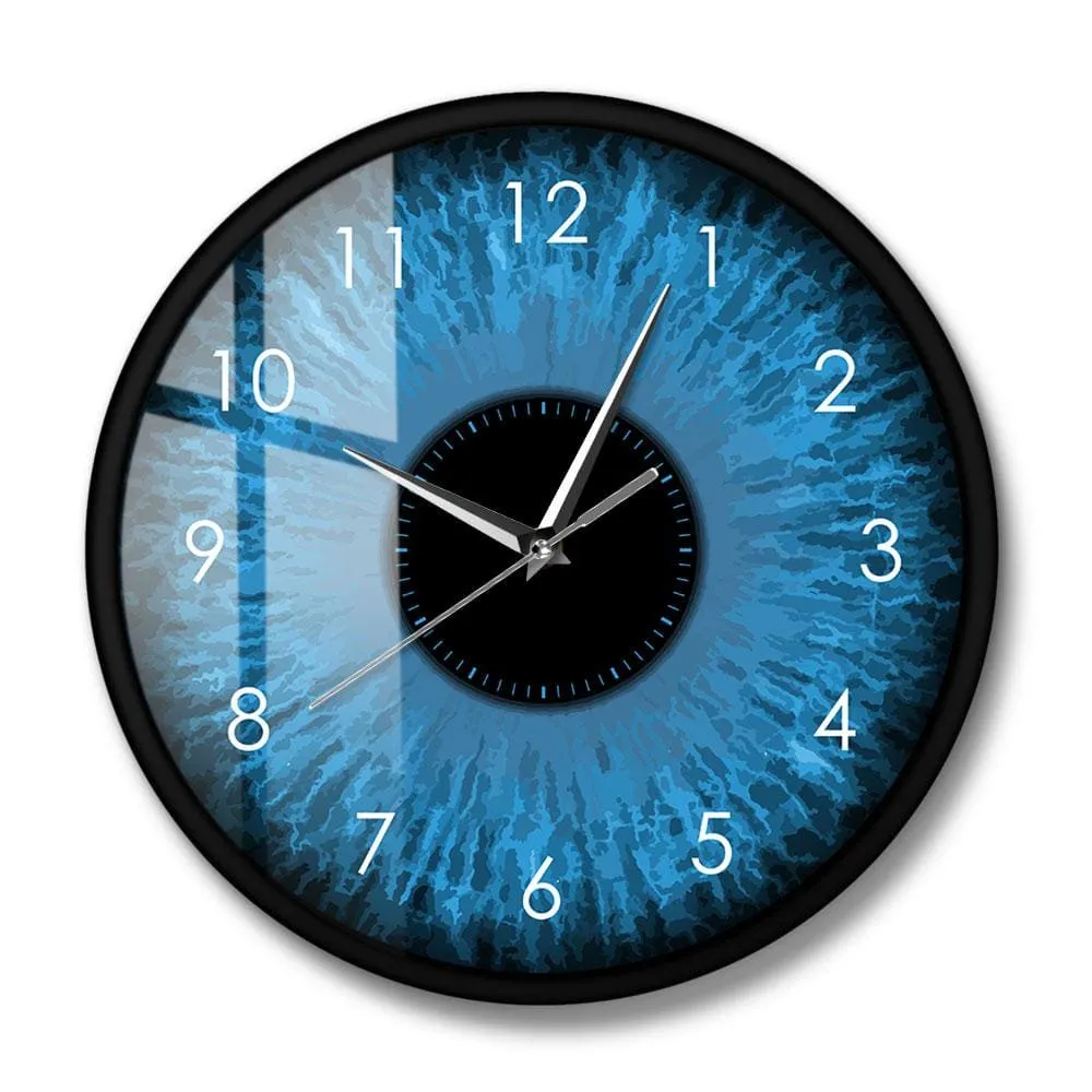 Blue Eyes Iris Opticianry Wall Clock Weird Macro Reptilian Eyeballs Eye Designed