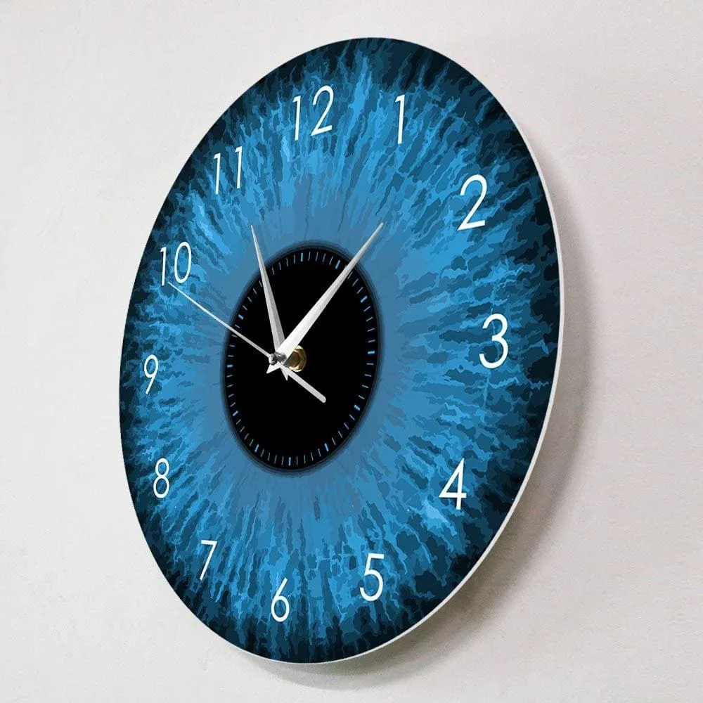 Blue Eyes Iris Opticianry Wall Clock Weird Macro Reptilian Eyeballs Eye Designed