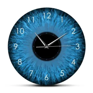 Blue Eyes Iris Opticianry Wall Clock Weird Macro Reptilian Eyeballs Eye Designed