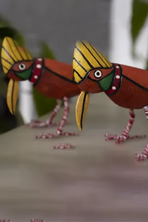 Bulbul Handmade Wooden Birds Set Of 2 Multi