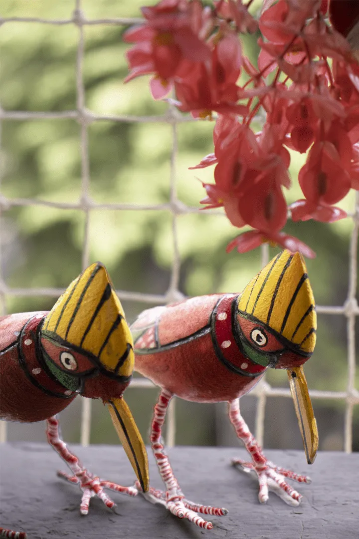 Bulbul Handmade Wooden Birds Set Of 2 Multi