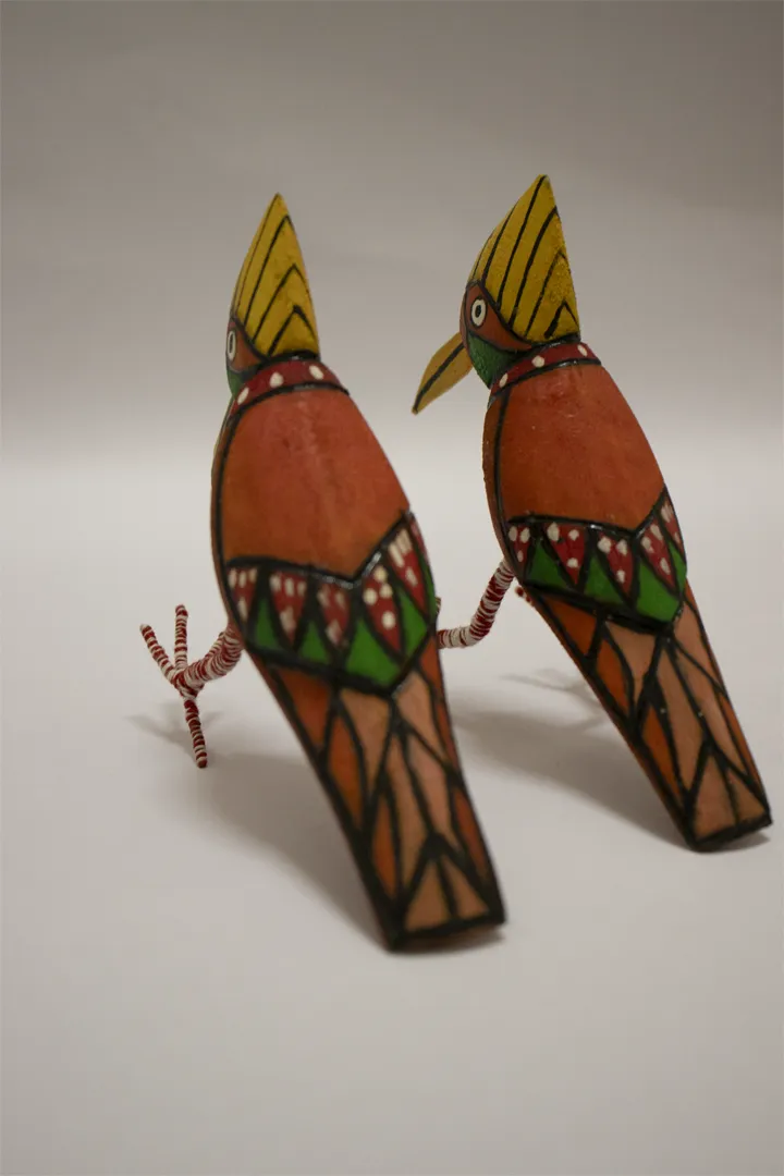 Bulbul Handmade Wooden Birds Set Of 2 Multi
