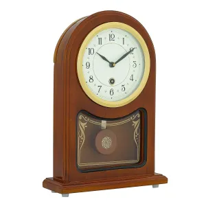 CHRONIKLE Vertical Wooden Analog Pendulum English Numbers Table Clock for Office Desk Study Living Room Decorations Gifts (Size: 23 x 8 x 33.5 CM | Weight: 1240 Gram | Color: Brown)