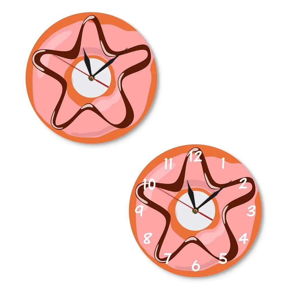 Colorful Printed Doughnut Wall Clock Kawaii Dessert Sweets Modern Wall Clock