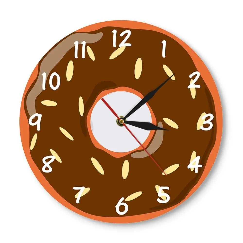 Colorful Printed Doughnut Wall Clock Kawaii Dessert Sweets Modern Wall Clock