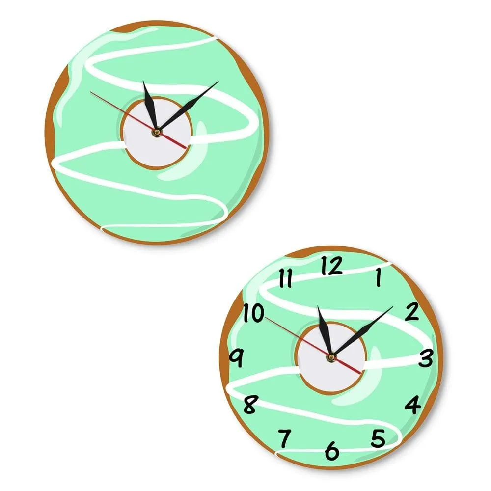 Colorful Printed Doughnut Wall Clock Kawaii Dessert Sweets Modern Wall Clock