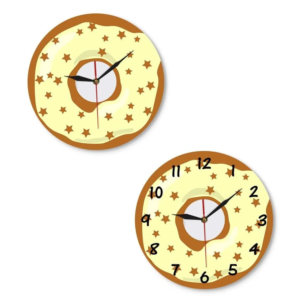 Colorful Printed Doughnut Wall Clock Kawaii Dessert Sweets Modern Wall Clock