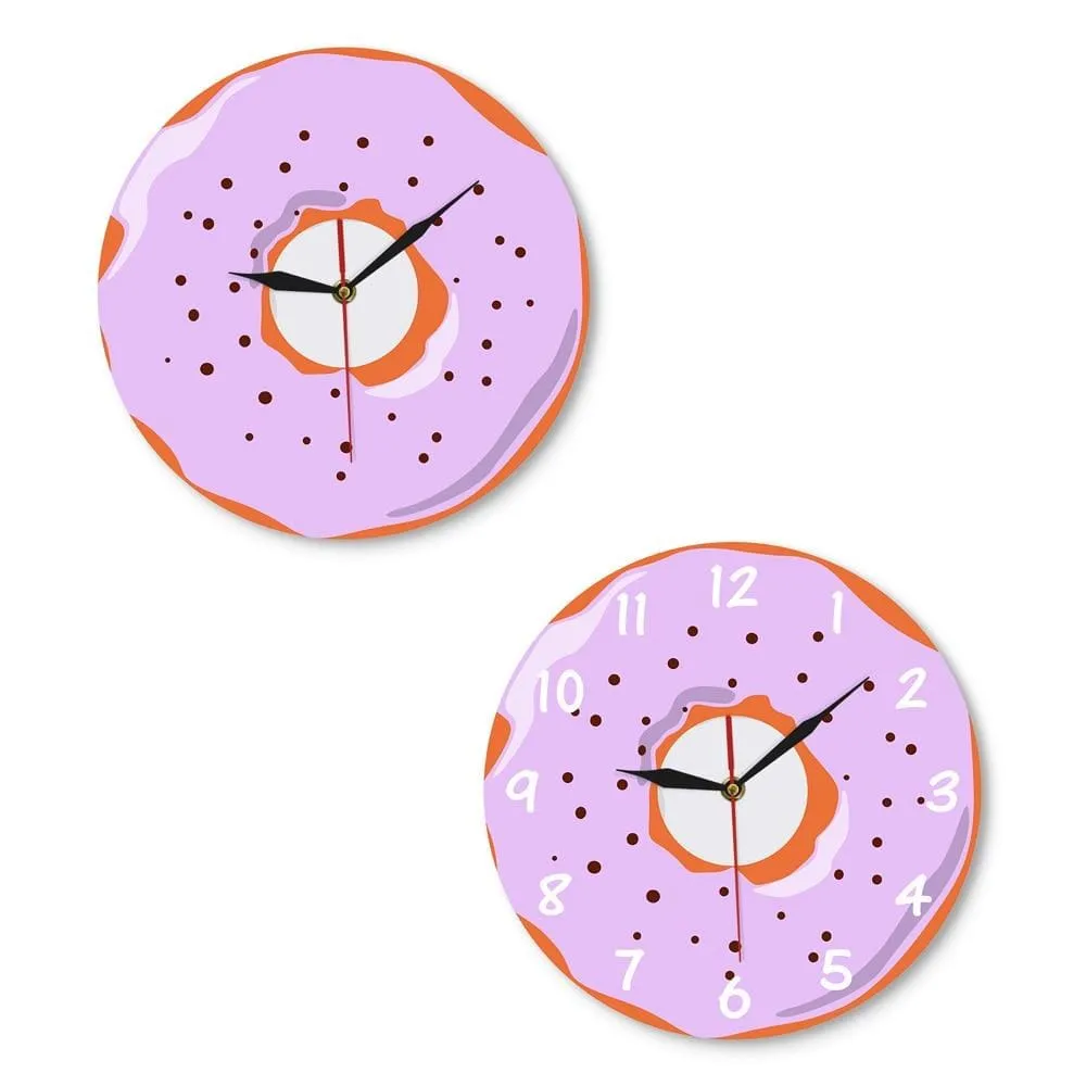 Colorful Printed Doughnut Wall Clock Kawaii Dessert Sweets Modern Wall Clock