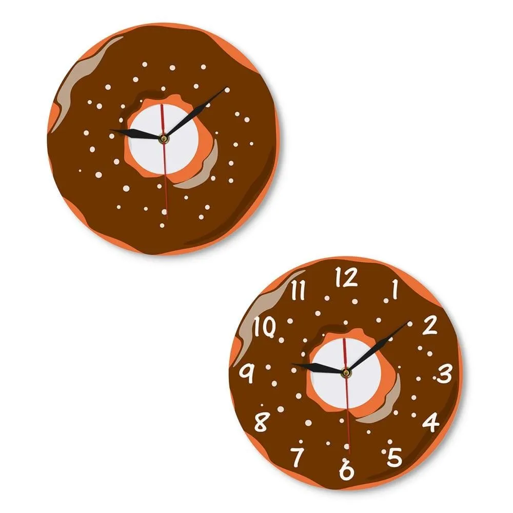 Colorful Printed Doughnut Wall Clock Kawaii Dessert Sweets Modern Wall Clock