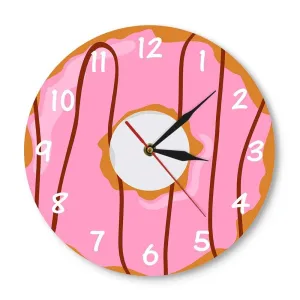 Colorful Printed Doughnut Wall Clock Kawaii Dessert Sweets Modern Wall Clock