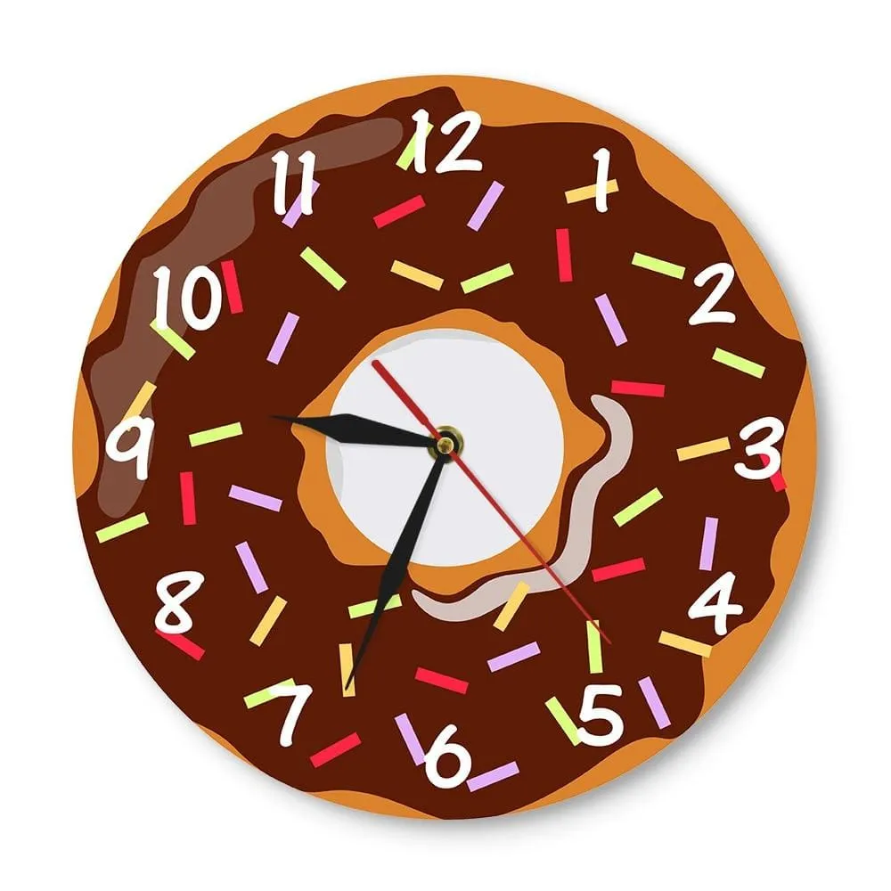 Colorful Printed Doughnut Wall Clock Kawaii Dessert Sweets Modern Wall Clock