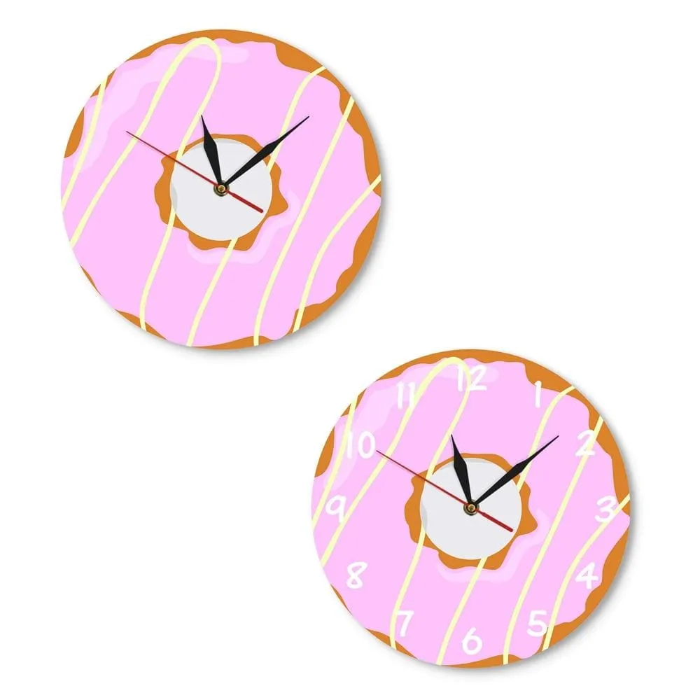 Colorful Printed Doughnut Wall Clock Kawaii Dessert Sweets Modern Wall Clock