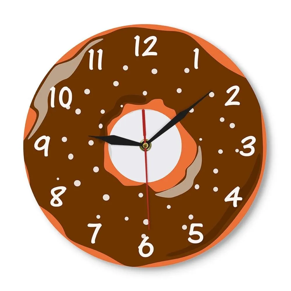 Colorful Printed Doughnut Wall Clock Kawaii Dessert Sweets Modern Wall Clock