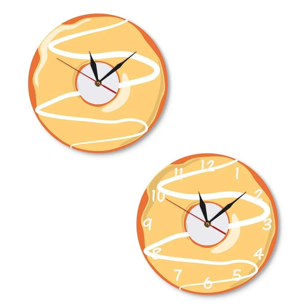 Colorful Printed Doughnut Wall Clock Kawaii Dessert Sweets Modern Wall Clock