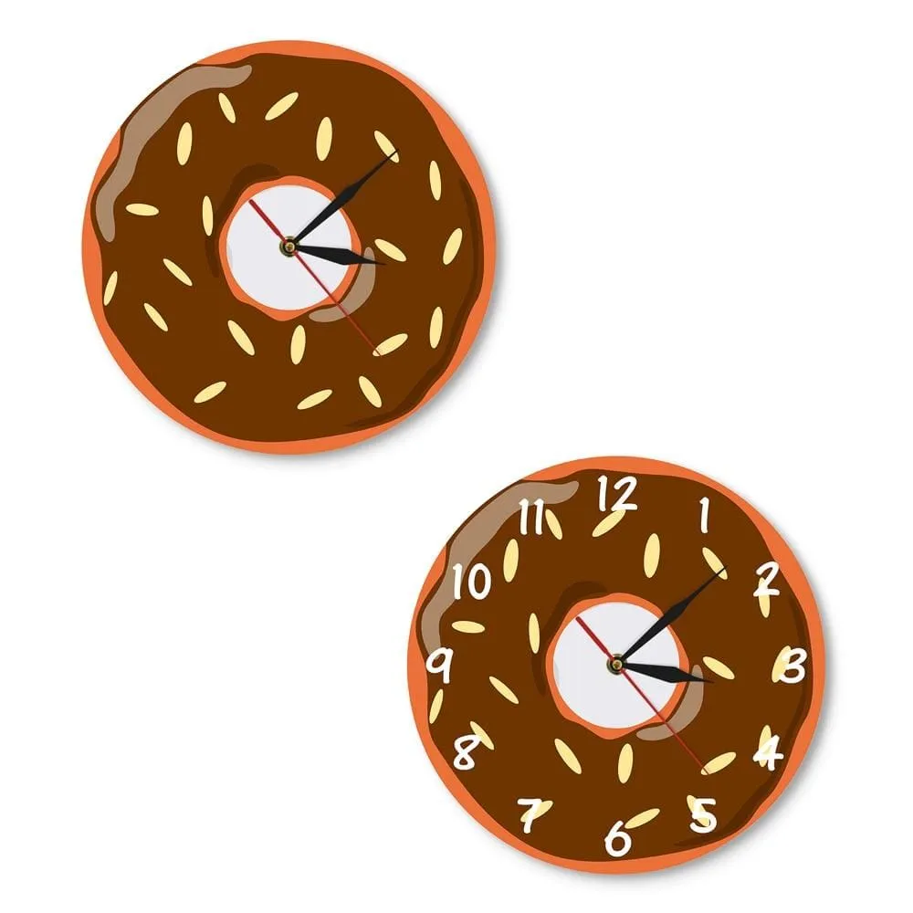 Colorful Printed Doughnut Wall Clock Kawaii Dessert Sweets Modern Wall Clock