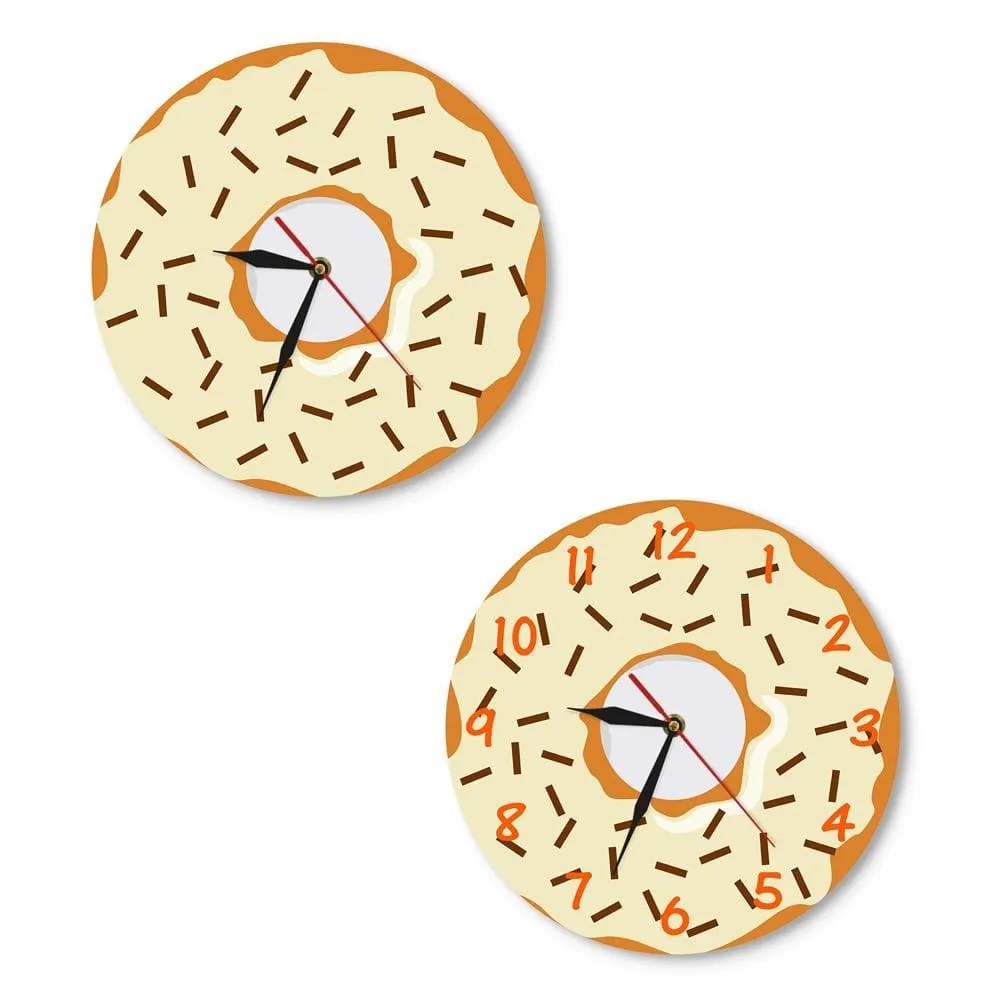 Colorful Printed Doughnut Wall Clock Kawaii Dessert Sweets Modern Wall Clock
