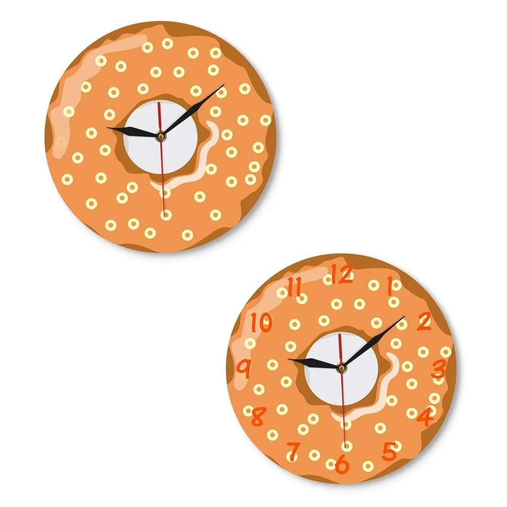 Colorful Printed Doughnut Wall Clock Kawaii Dessert Sweets Modern Wall Clock