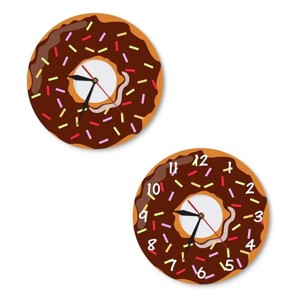 Colorful Printed Doughnut Wall Clock Kawaii Dessert Sweets Modern Wall Clock