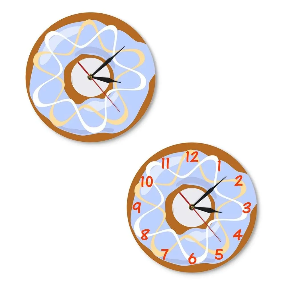 Colorful Printed Doughnut Wall Clock Kawaii Dessert Sweets Modern Wall Clock