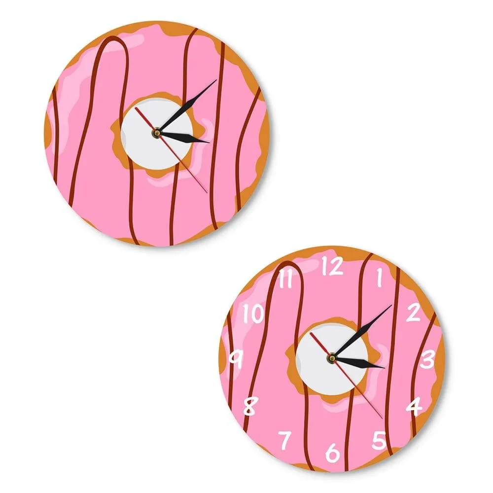Colorful Printed Doughnut Wall Clock Kawaii Dessert Sweets Modern Wall Clock