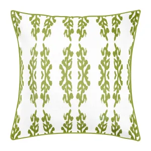 Coral Gardens Embroidered 22x22 Pillow, Green