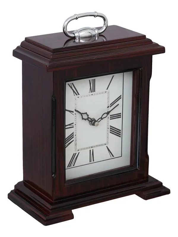 CRAFT SMITH Beautiful Rosewood Colour Wooden Roman Numbers Rectangular Table Clock for Office Desk Home Bedroom Living Study Room Decor Gifts (Size: 22 x 10 x 28 CM | Weight: 1510 Gram)