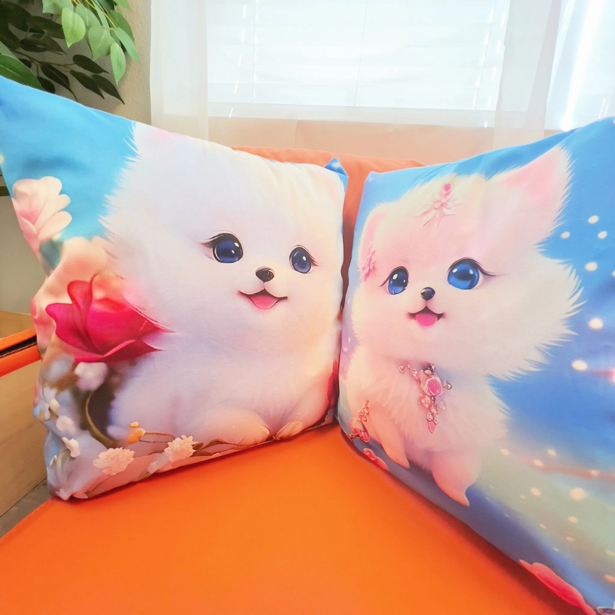 Cute Puppy Square Throw Pillows Animal Dog Lover for Living Room Bed Sofa Cushions