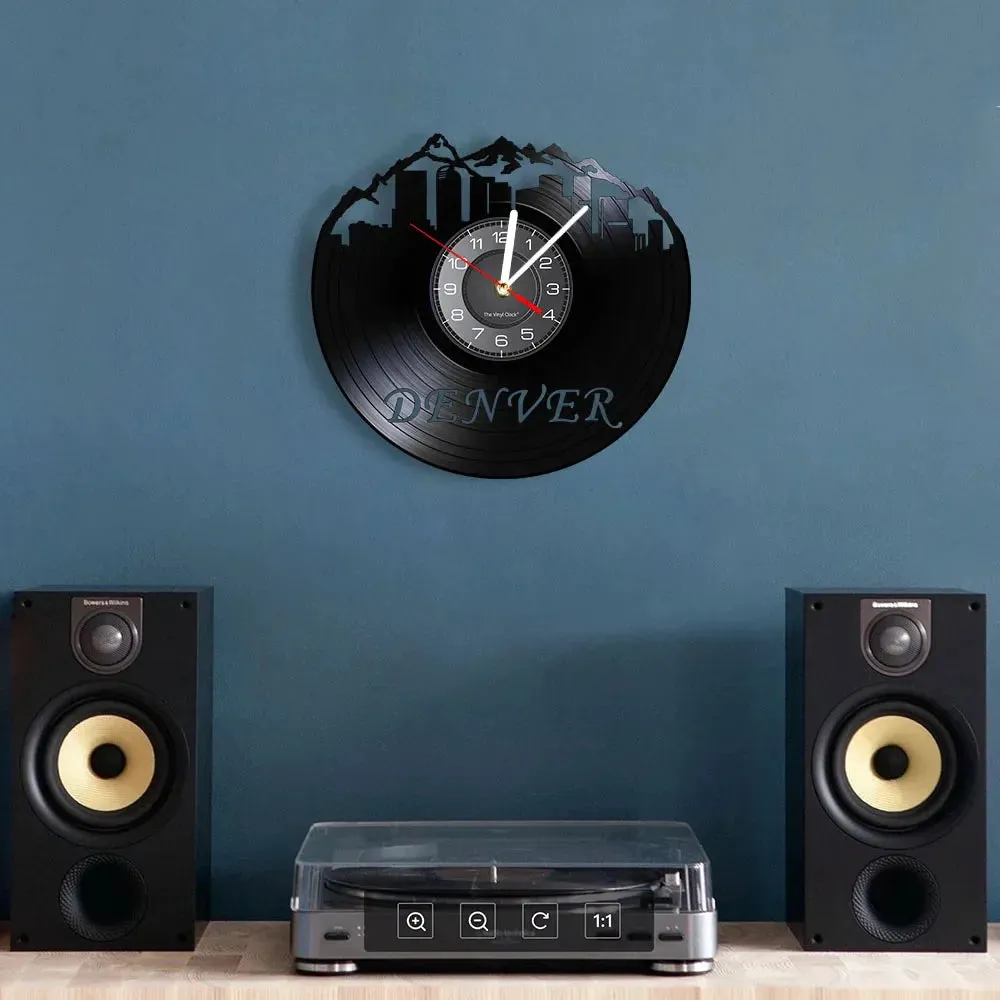 Denver Skyline Vinyl Record Wall Clock