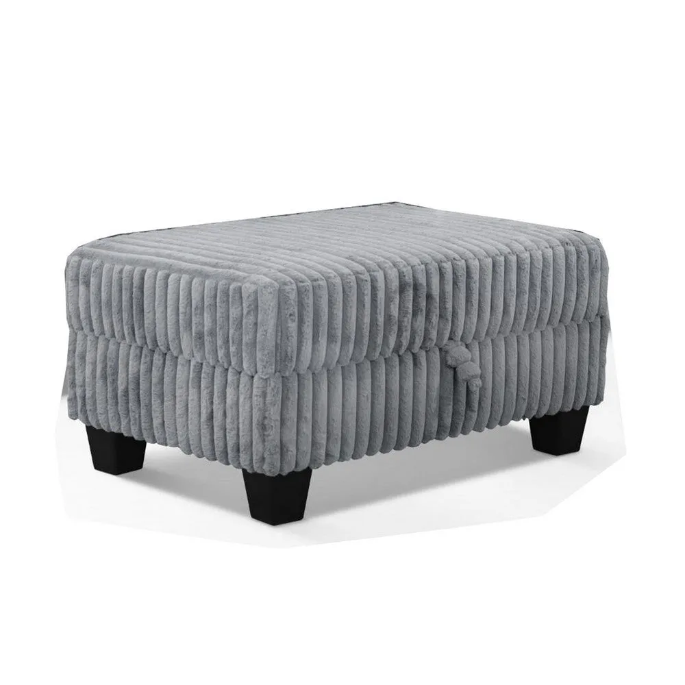 Ega 81 Inch Sectional Sofa with Reversible Chaise, Ottoman, Gray Corduroy By Casagear Home